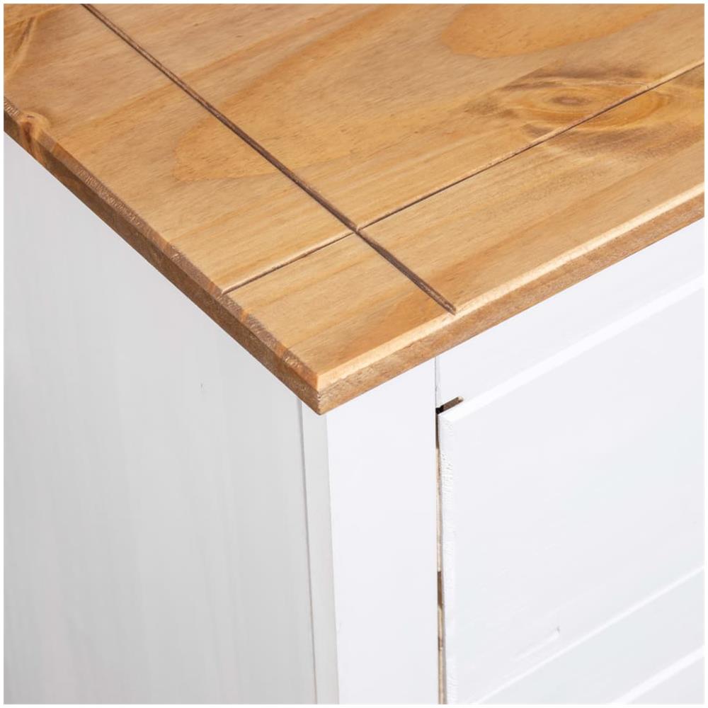 Credenza Bianca 80x40x83 cm in Legno Massello di Pino Panama - Foto 2