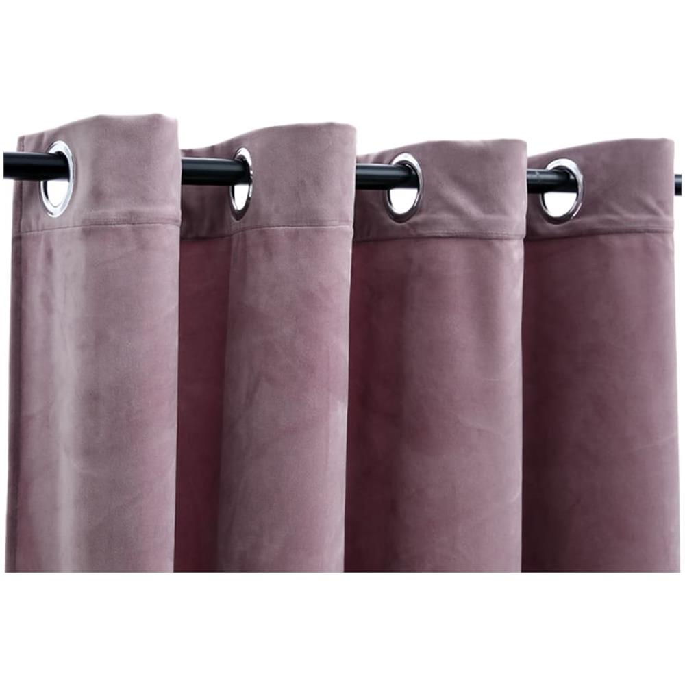 Tende Oscuranti Con Anelli 2pz Rosa Antico In Velluto 140x175cm - Foto 4