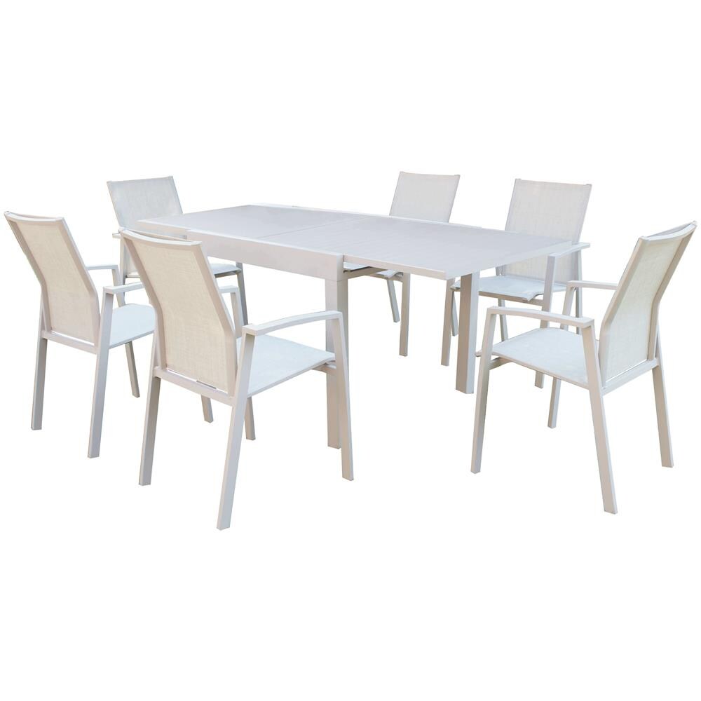 Jerri - Set Tavolo In Alluminio Cm 90/180 X 90 X 75 H Con 6 Poltrone Lotus - Foto 1