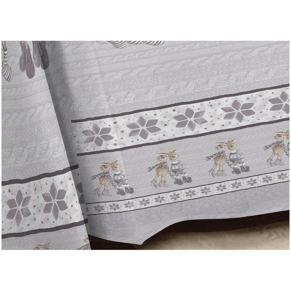 Telo Arredo Multiuso Linea Pensieri Delicati In Cotone Disegno Renna Grigio Singolo Grigio - Foto 1