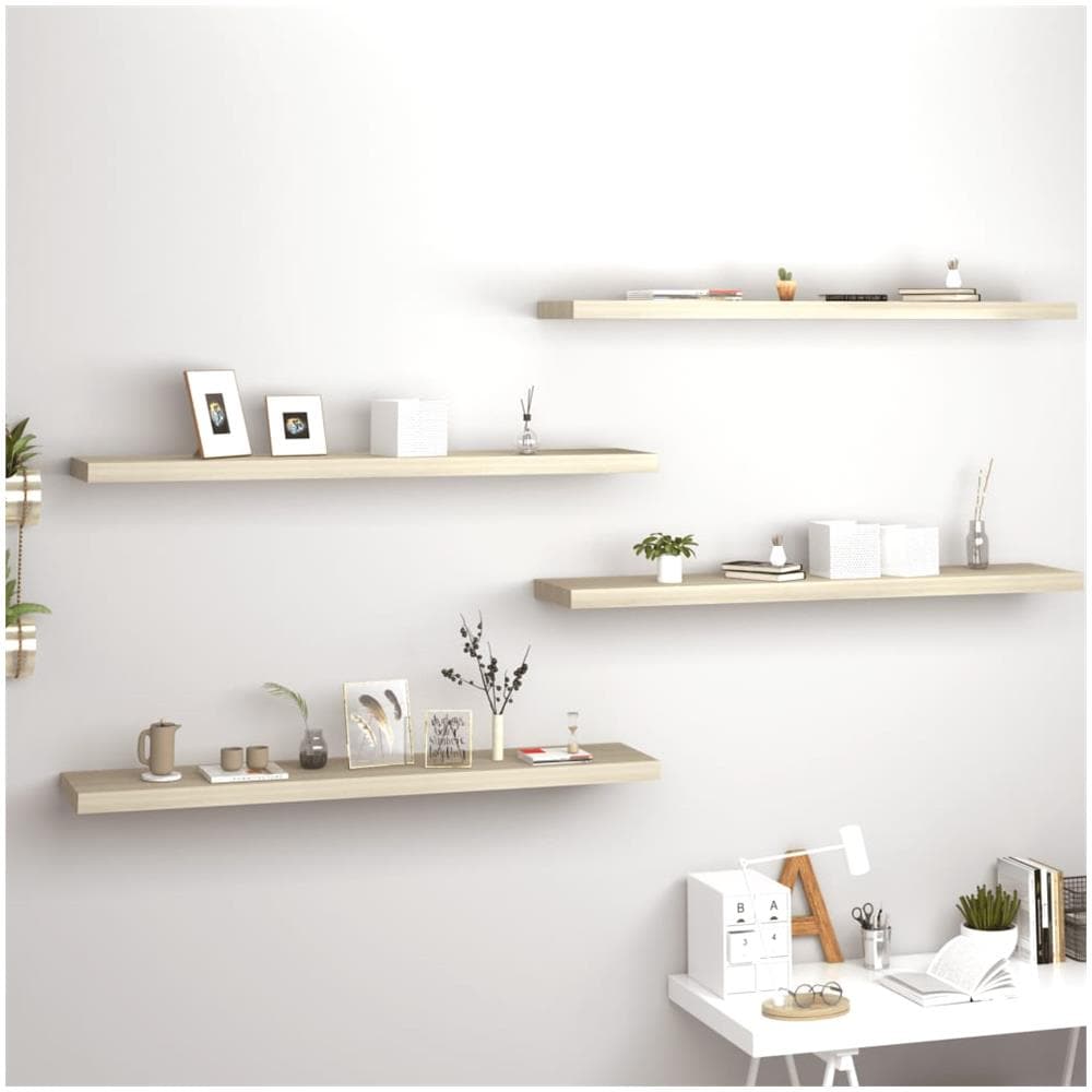 Scaffali A Parete 4 Pz Rovere 120x23,5x3,8 Cm In Mdf - Foto 1