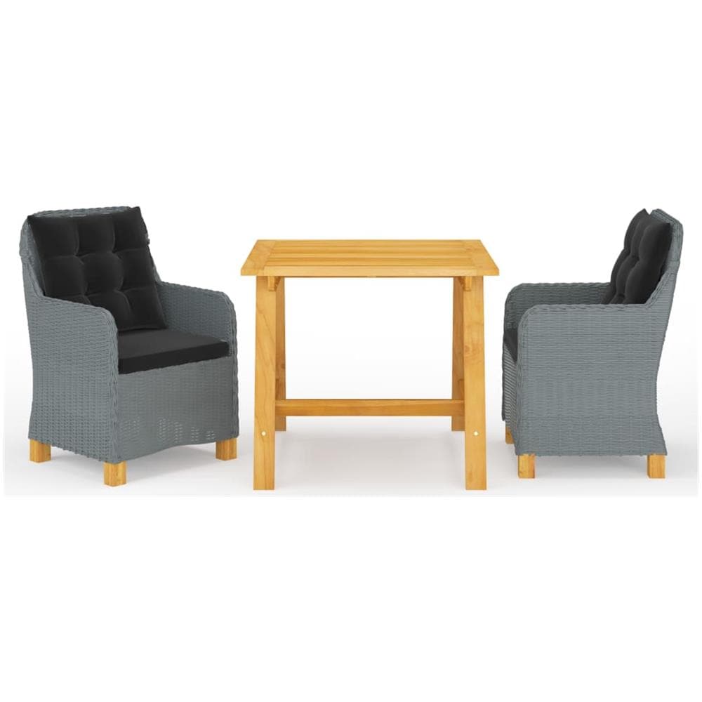 Set Mobili Da Pranzo Per Giardino 3 Pz Grigio Chiaro - Foto 1