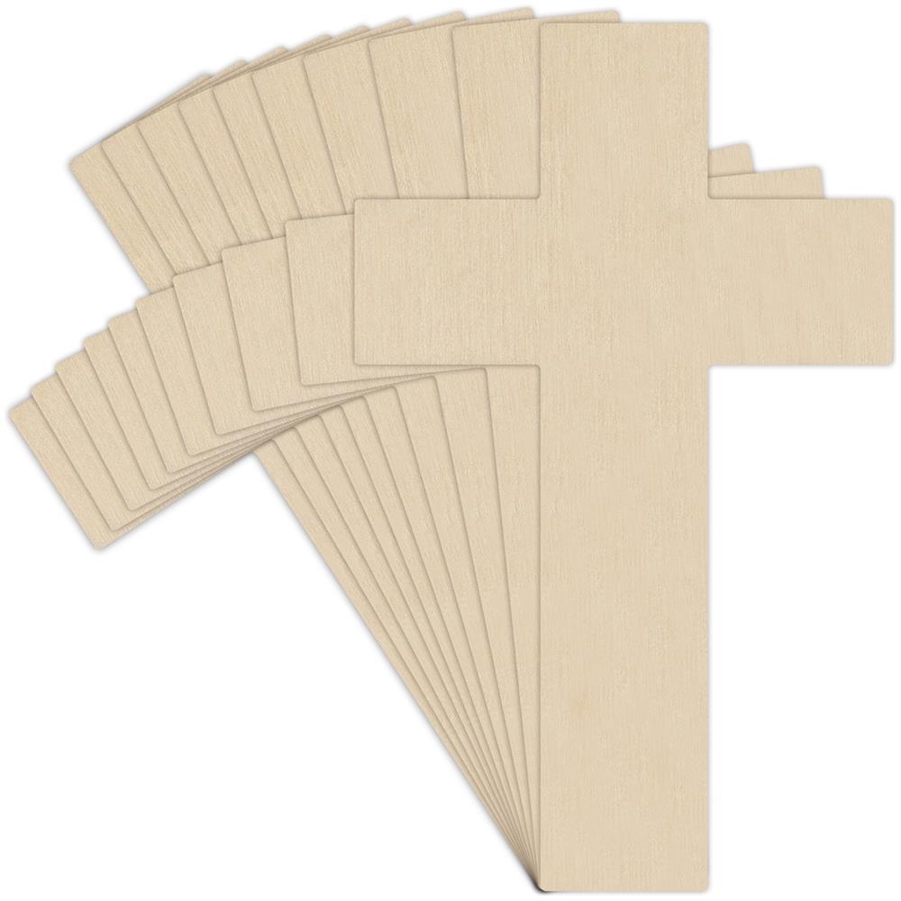 10 X Croce Abbellimenti Forme | Legno Chiaro, Compensato Cutouts | 10 X 6 Cm | Non Verniciato In Bianco, Memorial Crocifisso | Perfetto Per Verniciare, Decorare, Decoupage O Come Regalo - Foto 1