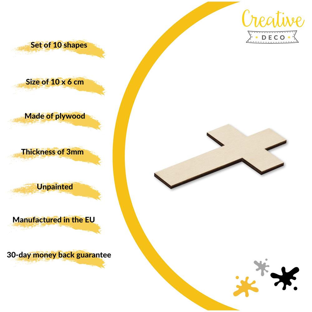 10 X Croce Abbellimenti Forme | Legno Chiaro, Compensato Cutouts | 10 X 6 Cm | Non Verniciato In Bianco, Memorial Crocifisso | Perfetto Per Verniciare, Decorare, Decoupage O Come Regalo - Foto 5