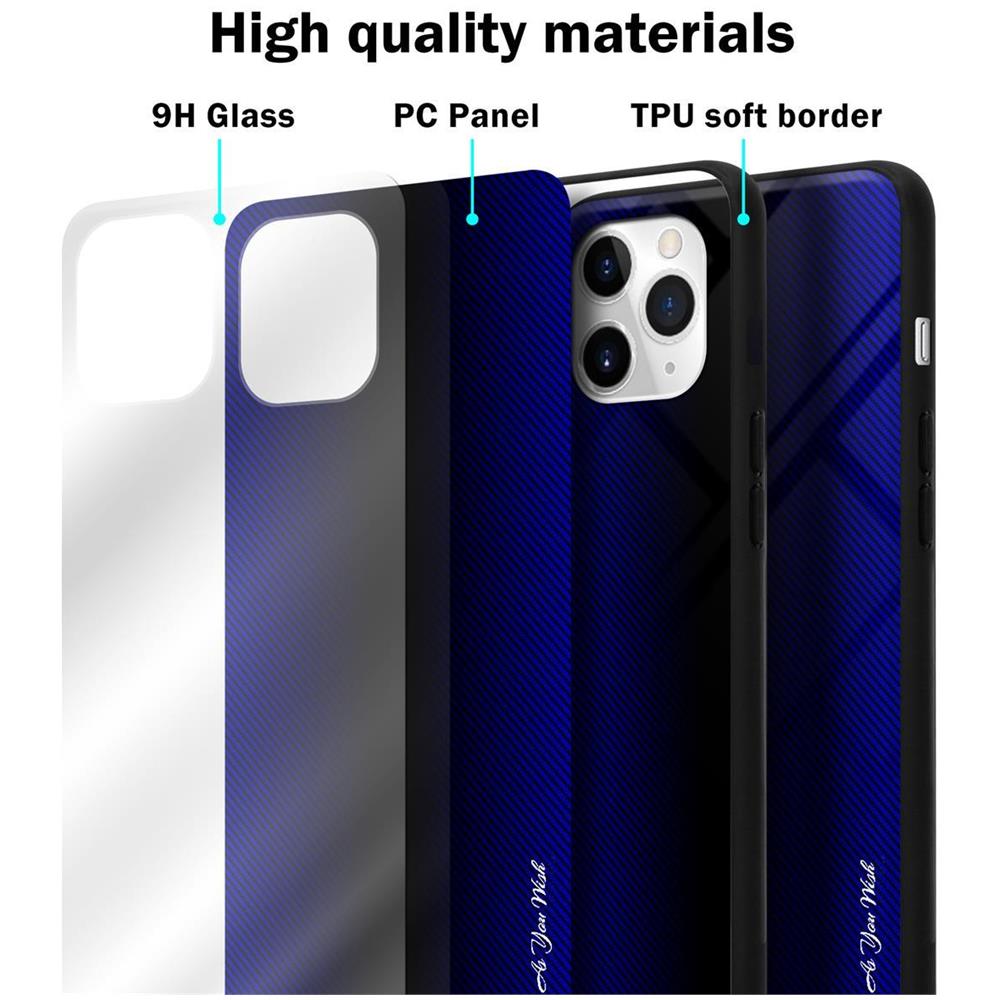Custodia Compatibile Con Apple Iphone 11 Pro Max - Ottica A Strisce In Cobalto Viola - Coperchio Protettivo In Vetro Temperato E Silicone Tpu - Foto 7