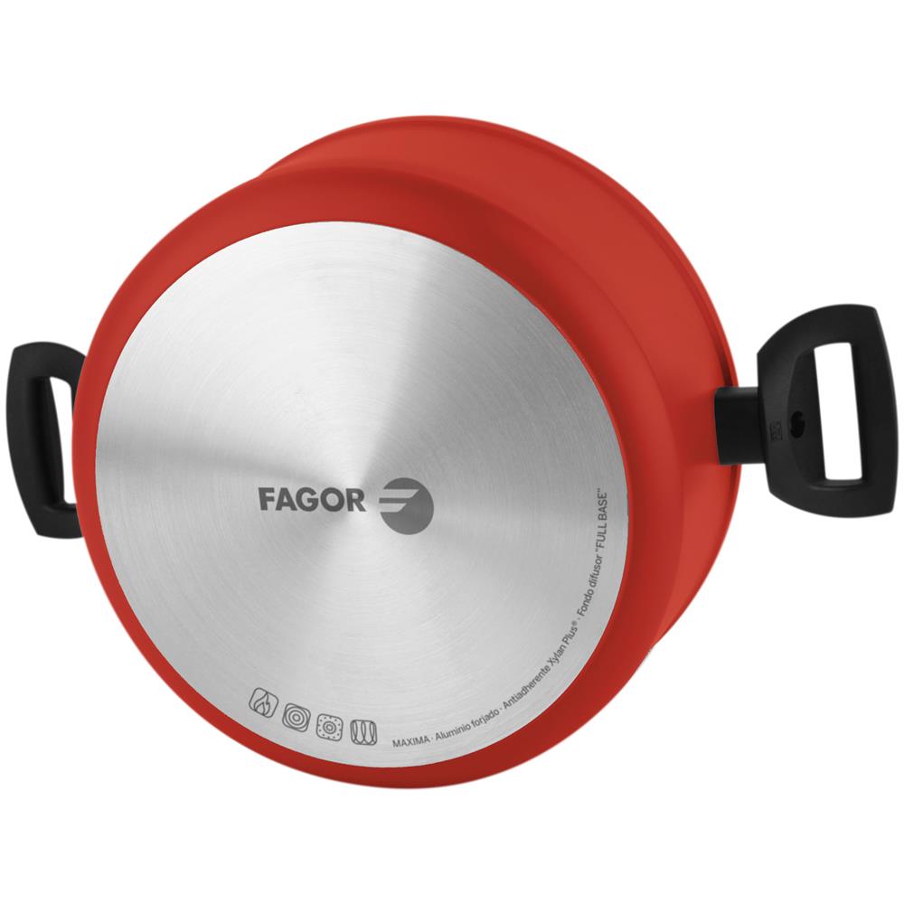 Fagor Maxima Pentola Induzione 20 Cm Alluminio Forgiato, Antiaderente Senza Pfoa, Coperchio Rosso - Foto 2