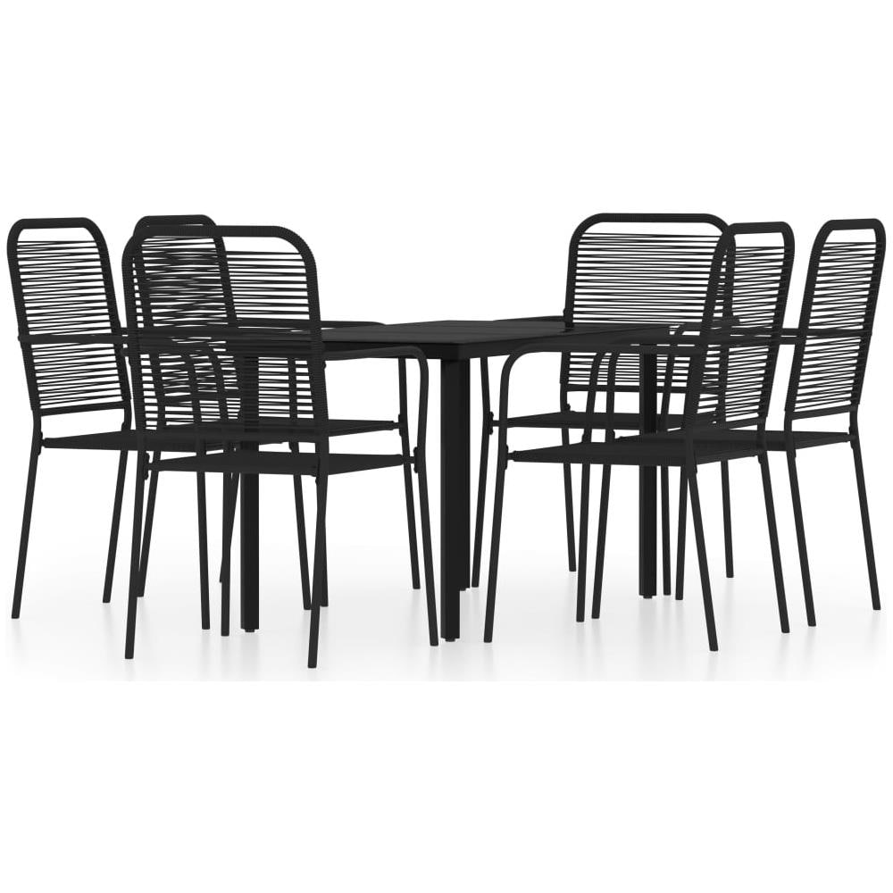 Set Mobili Da Pranzo Per Giardino 7 Pz Nero - Foto 2