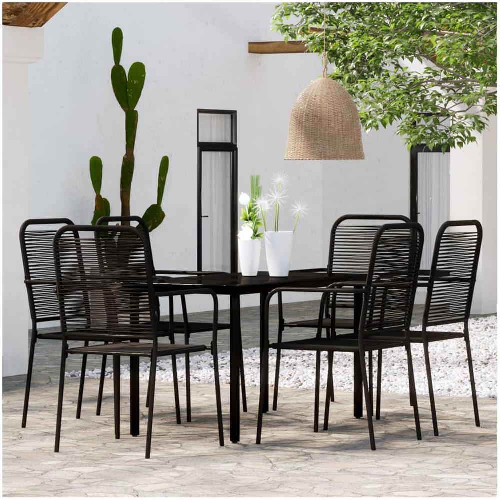 Set Mobili Da Pranzo Per Giardino 7 Pz Nero - Foto 1