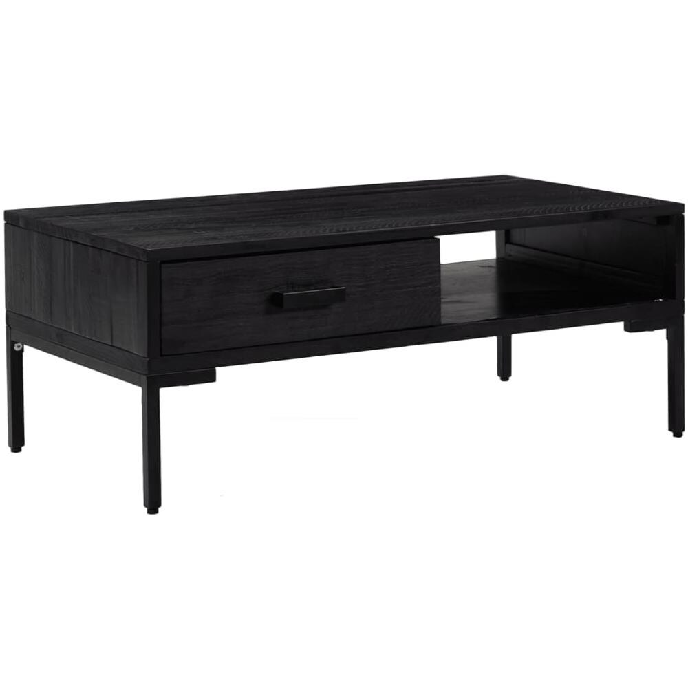 Tavolino da Salotto Nero 90x50x35 cm in Legno Massello di Pino - Foto 2