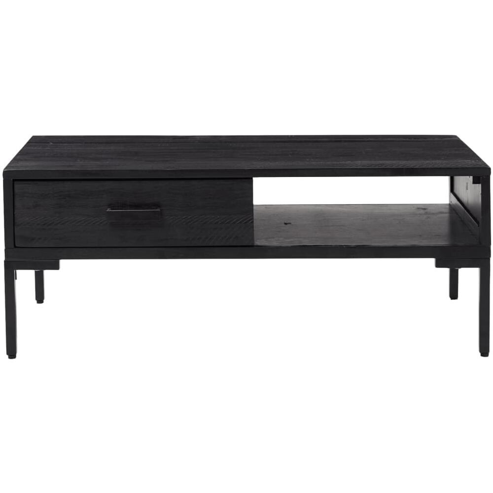 Tavolino da Salotto Nero 90x50x35 cm in Legno Massello di Pino - Foto 3