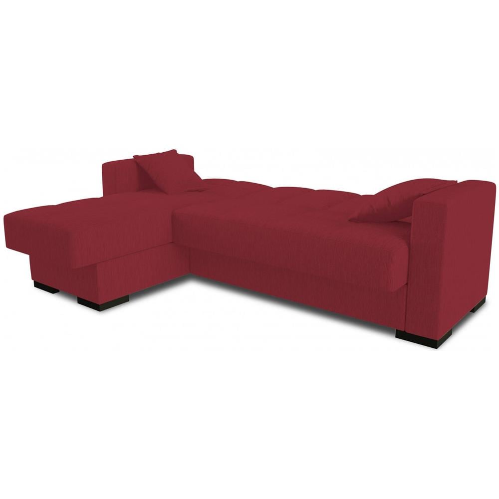 Divano Letto Fernando, Divano Letto Ad Angolo Con Penisola Reversibile, Sofà Contenitore Da Soggiorno Con Chaislongue E 2 Cuscini, 230x150h81 Cm, Rosso - Foto 4