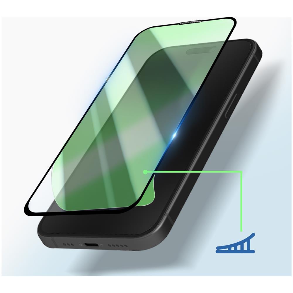 Vetro Temperato Per Iphone 15 Pro Max Adesione Totale Bordo Smussato Nero - Foto 2