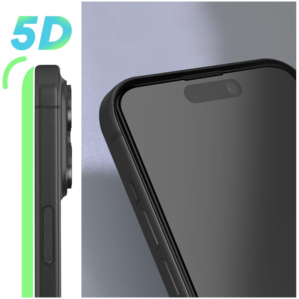 Vetro Temperato Per Iphone 15 Pro Max Adesione Totale Bordo Smussato Nero - Foto 5