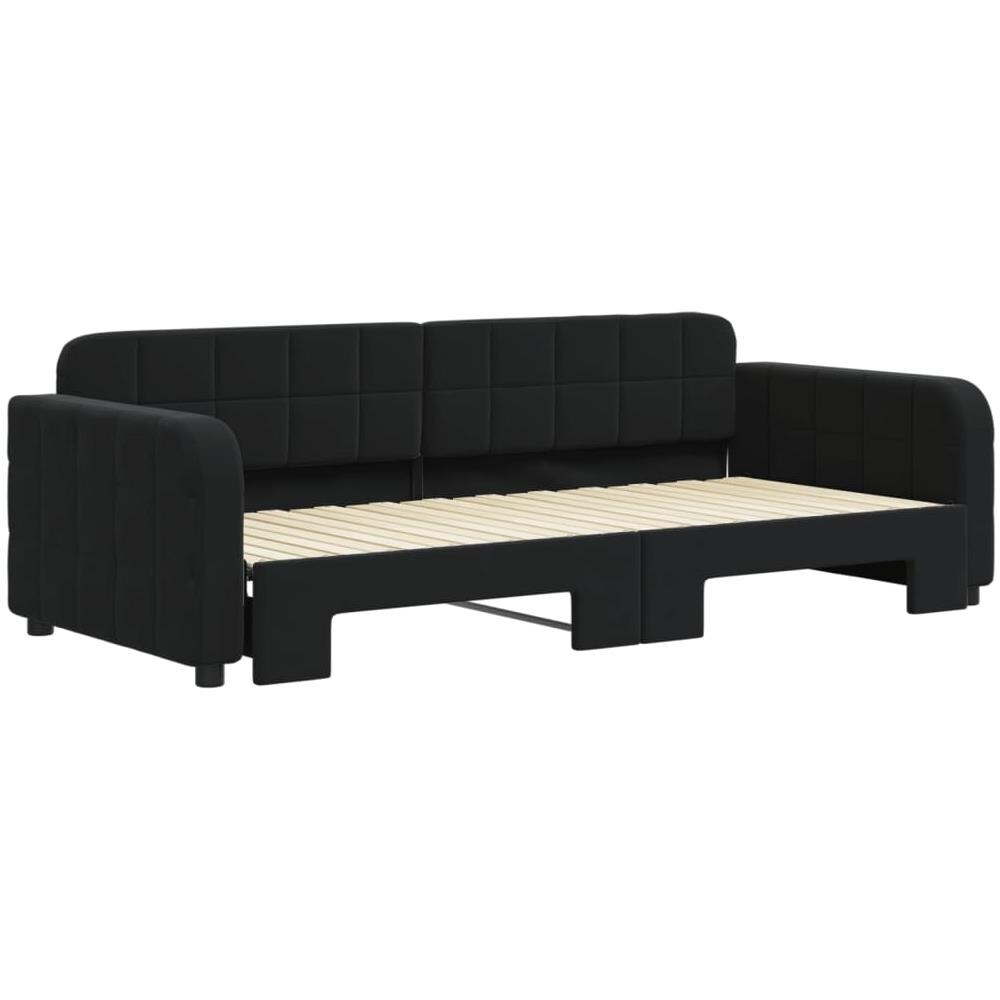 Divano Letto Con Letto Estraibile Nero 90x200 Cm In Velluto - Foto 3