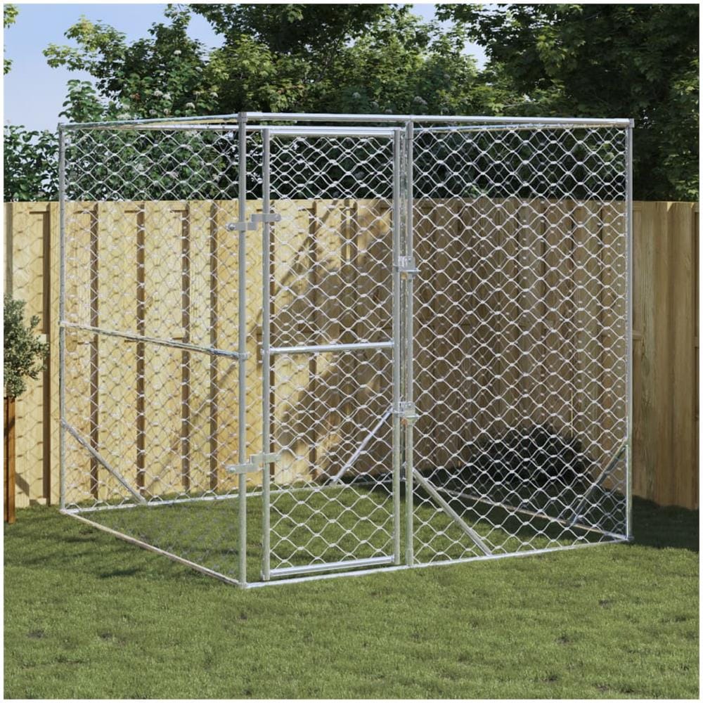 Cuccia per Cani da Esterno Argento 2x2x2 m Acciaio Zincato - Foto 1