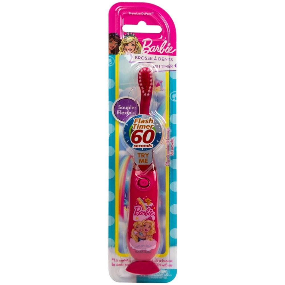 Spazzolino Da Denti Luminoso Con Ventosa Per Bambini - Barbie, Rosa - Foto 2