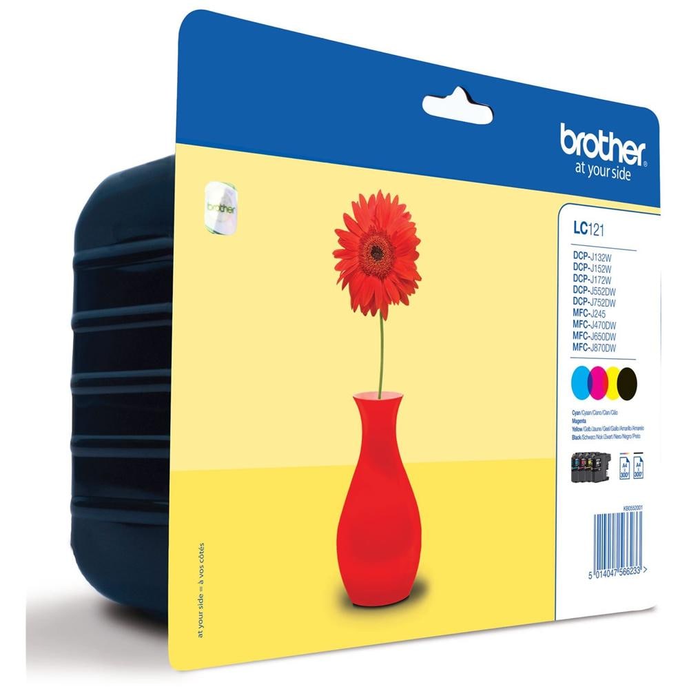 LC-121VALBP Cartuccia Ink Originale Nera-Giallo-Magenta-Ciano per DCP-J752DW MFC-J870DW Capacità 2400 Pagine Confezione 4 pezzi - Foto 2