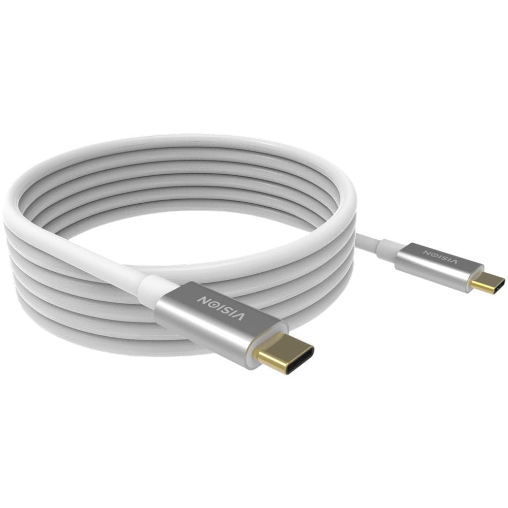 CAVO USB-C PROFESSIONALE DA 4 M. Il connettore USB tipo C è il più recente connettore USB. È dotato di uno spinotto reversibile più piccolo che supporta segnali USB 3.1. Larghezza di banda fino a 10 Gbps. Bianco. Guaina: PVC, diametro esterno: - Foto 1