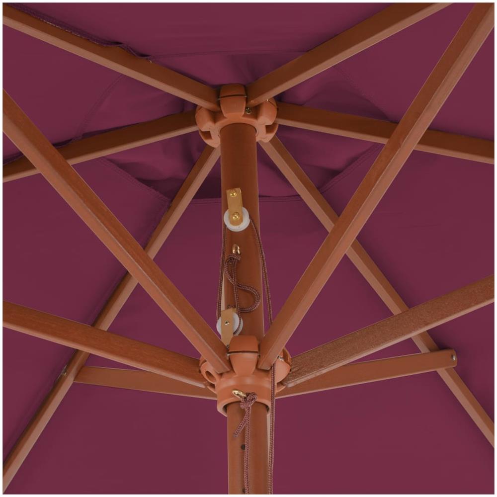 Ombrellone Da Esterni Con Palo In Legno 270 Cm Rosso Bordò - Foto 2
