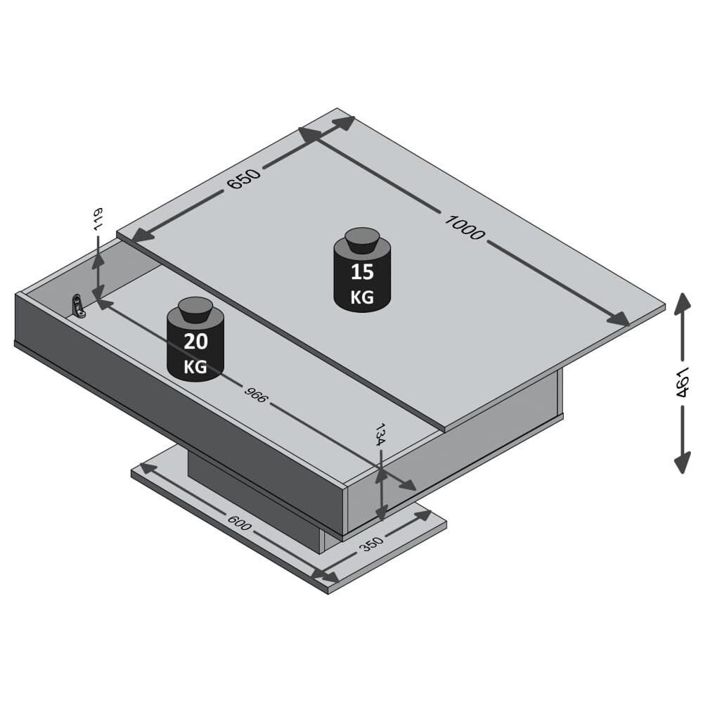Tavolino Da Caffè Grigio Cemento E Bianco - Foto 5