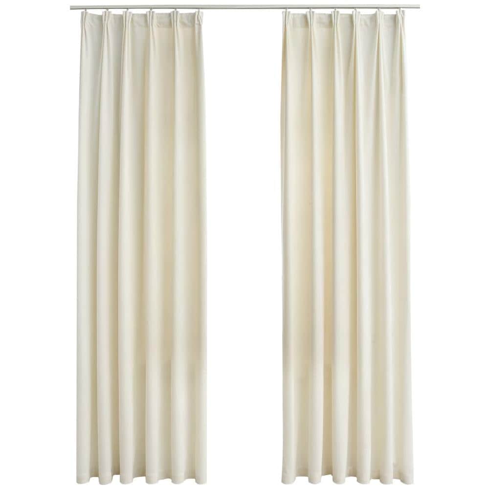 Tende Oscuranti Con Ganci 2 Pz Crema In Velluto 140x225 Cm - Foto 1