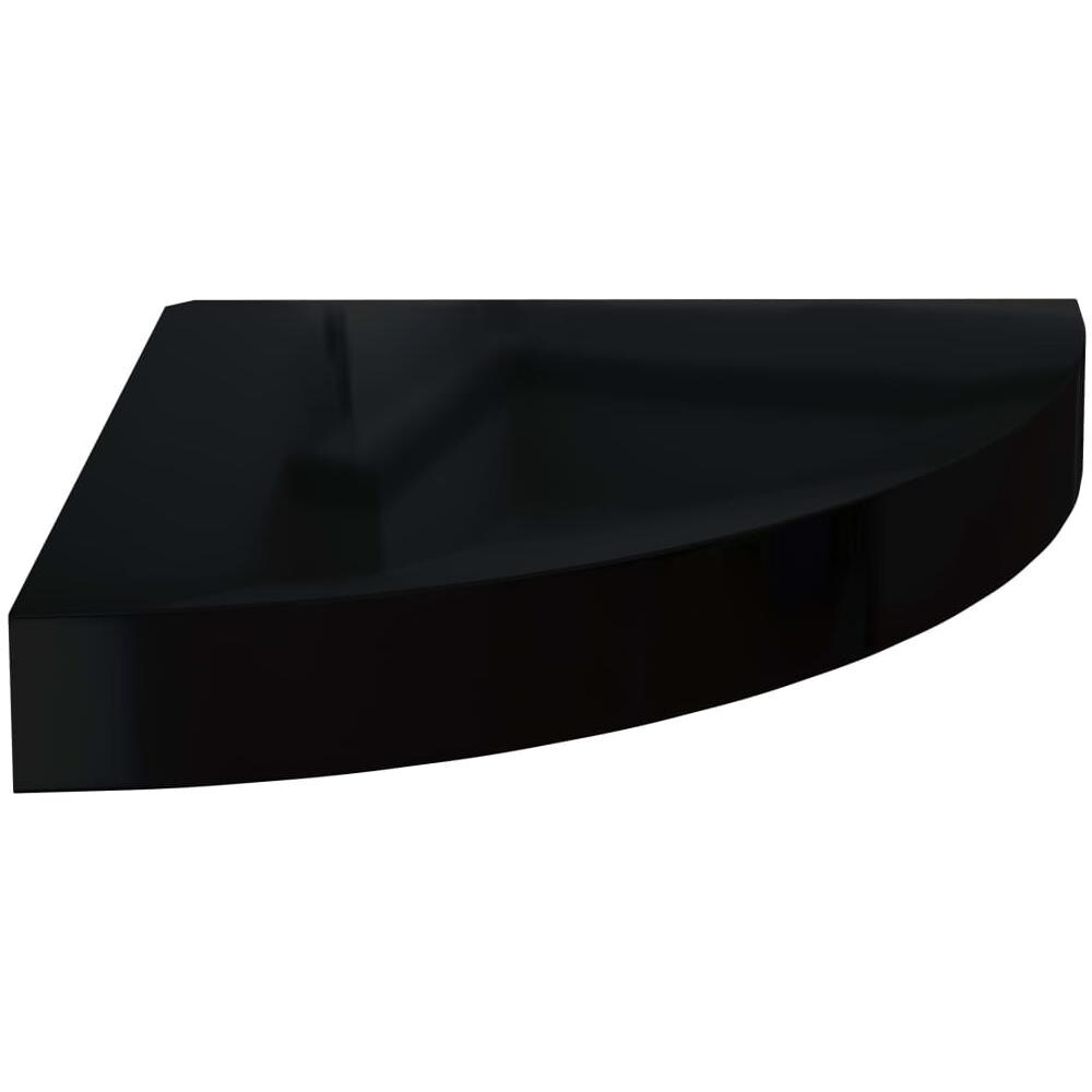 Scaffale Angolare A Parete Nero Lucido 25x25x3,8 Cm In Mdf - Foto 2