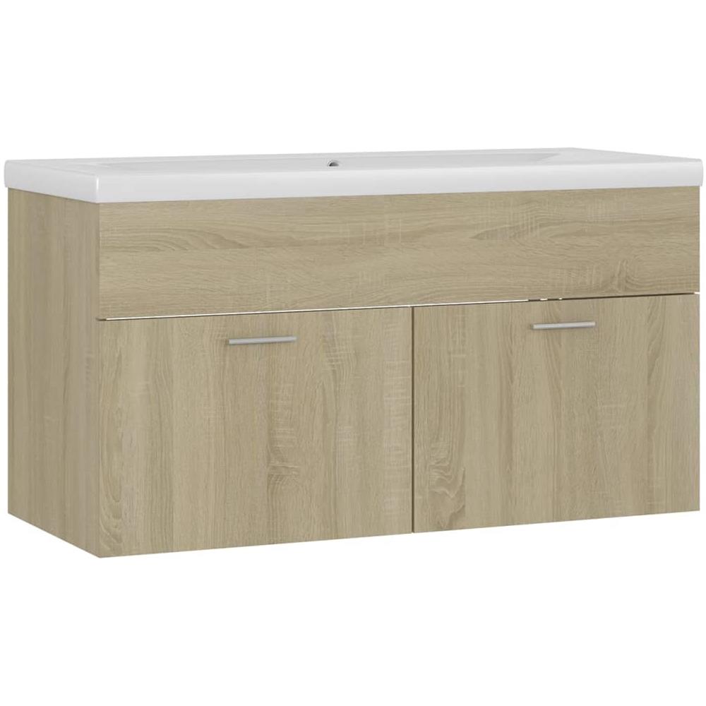 Mobile Bagno con Lavabo Integrato Rovere Sonoma in Truciolato - Foto 2