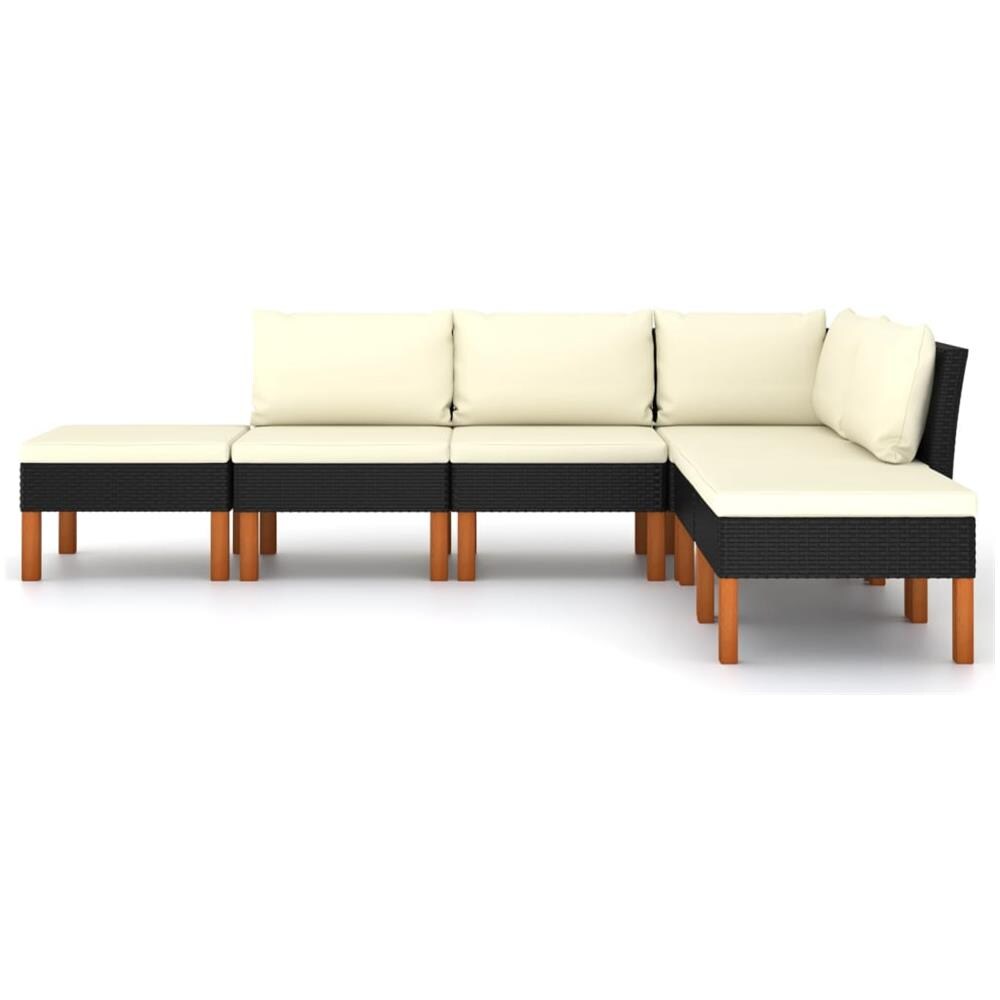 Set Divani da Giardino 6 pz con Cuscini in Polyrattan Nero - Foto 2