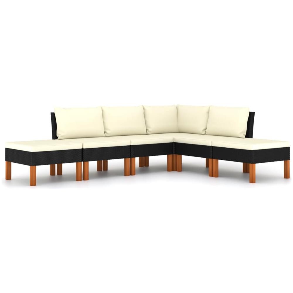 Set Divani da Giardino 6 pz con Cuscini in Polyrattan Nero - Foto 1
