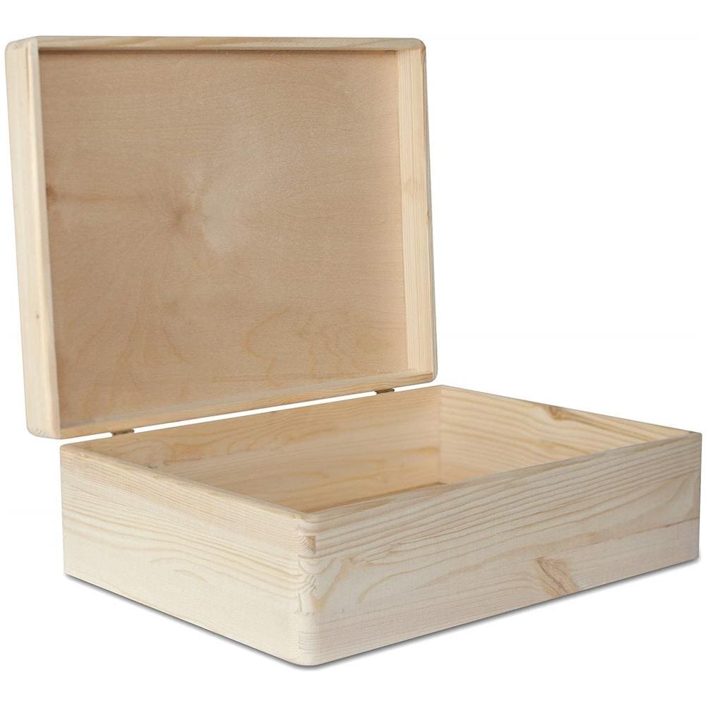 Xl Grande Scatola In Legno Con Coperchio | L40 X P30 X H14 Cm (+ / - 1) | Conteniore Per Documenti Attrezzi Portaoggetti Portagiochi Non Verniciato Da Decorare | Ruvido E Non Levigato - Foto 1