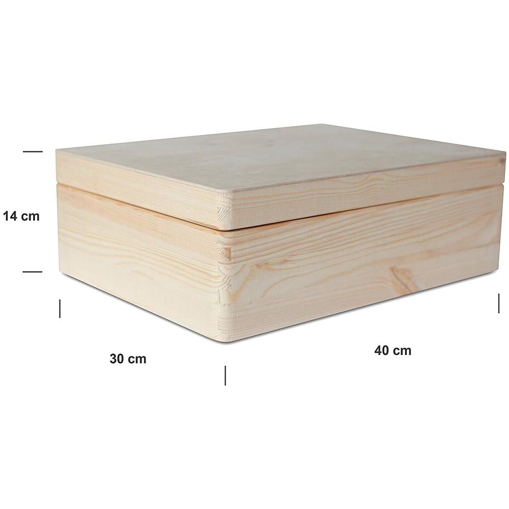 Xl Grande Scatola In Legno Con Coperchio | L40 X P30 X H14 Cm (+ / - 1) | Conteniore Per Documenti Attrezzi Portaoggetti Portagiochi Non Verniciato Da Decorare | Ruvido E Non Levigato - Foto 5