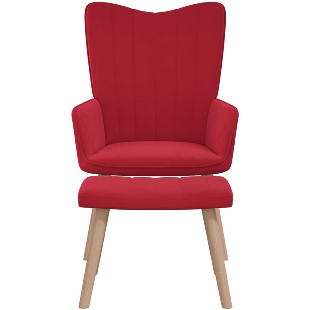 Poltrona Relax con Poggiapiedi Rosso Vino in Velluto - Foto 3