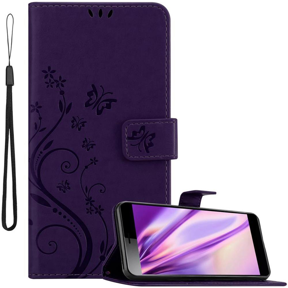 Cadorabo Custodia Compatibile Con Sony Xperia L3 In Lilla Scuro Fiore - Coperchio Protettivo In Design Floreale Con Chiusura Magnetica, Funzione Stand E Slot Per Carte - Foto 1