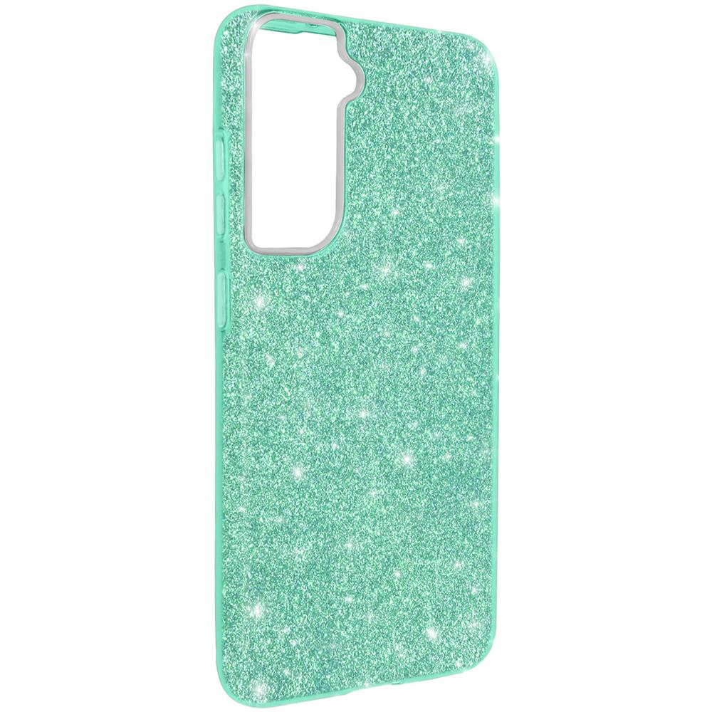 Cover Galaxy S22 Plus Silicone Semi-rigido Con Paillette Amovibili Verde Acqua - Foto 7