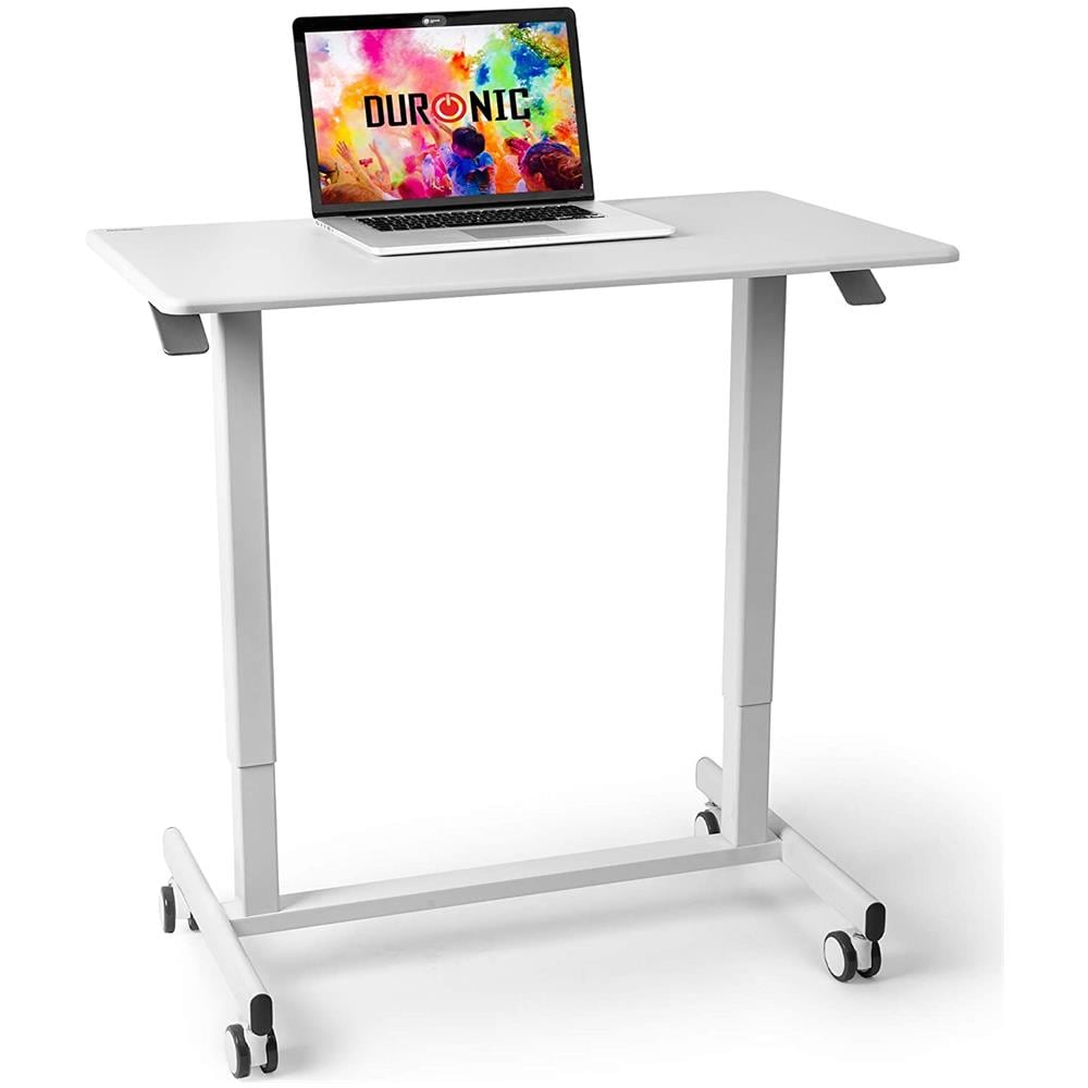 Tm03t Scrivania Regolabile | Scrivania Ergonomica Bianca | Superficie 88x50 Cm | Altezza Regolabile 73-107 Cm | Capacità 15 Kg | tavolo Da Ufficio Multiuso Con Ruote | Per Adulti E Bambini - Foto 1