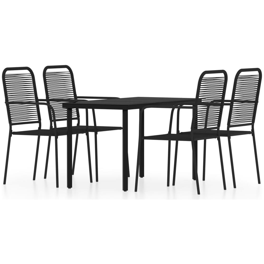 Set Mobili Da Pranzo Per Giardino 5 Pz Nero - Foto 2