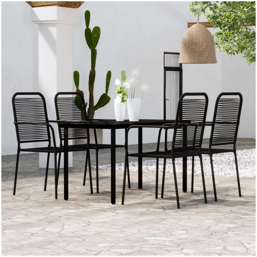 Set Mobili Da Pranzo Per Giardino 5 Pz Nero - Foto 1