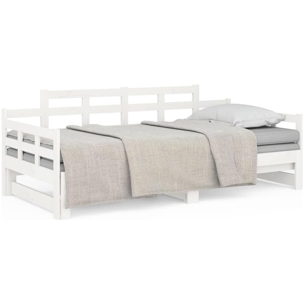 Dormeuse Estraibile Bianca Legno Massello Di Pino 2x (90x200) Cm - Foto 2