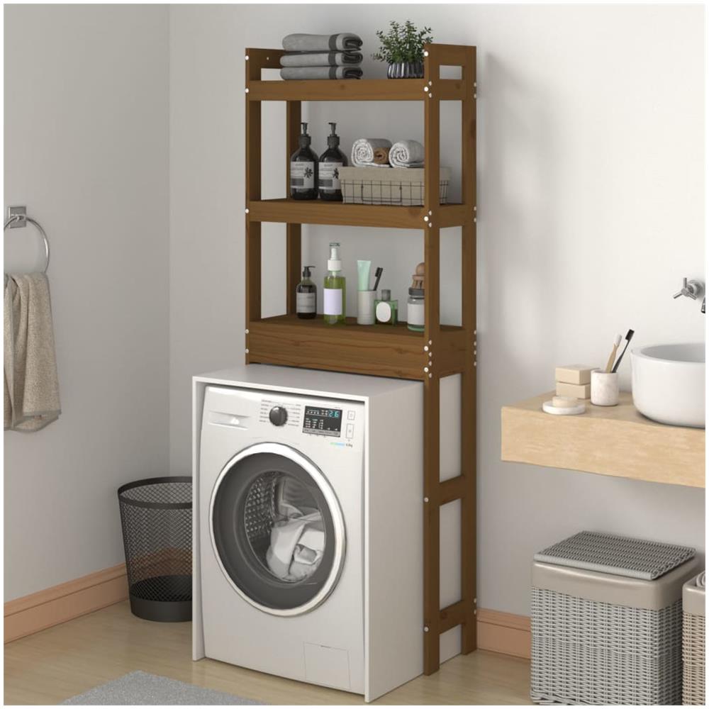 Rastrelliera Da Bagno Miele 63x26x171 Cm Legno Massello Pino - Foto 3