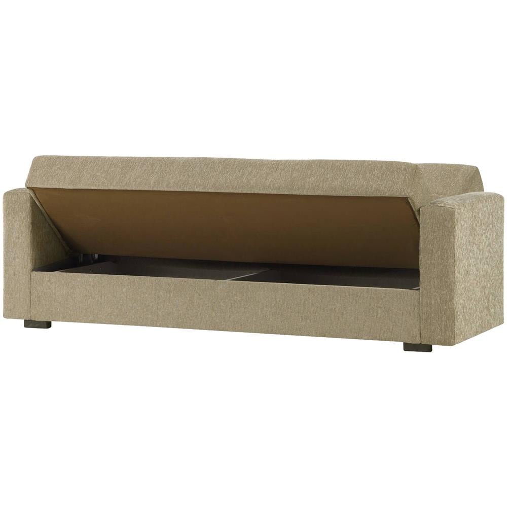 Divano Letto Pinto, Divano Letto Contenitore Lineare A 3 Posti, Sofà Da Soggiorno In Tessuto Imbottito Con Apertura Click-clack, 212x80h87 Cm, Blu - Foto 4