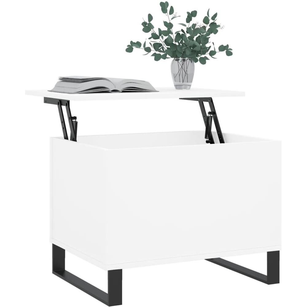 Tavolino Da Salotto Bianco 60x44,5x45 Cm In Legno Multistrato - Foto 3