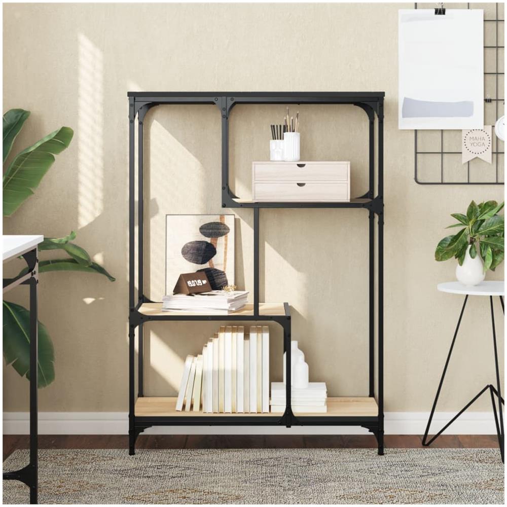 Libreria Rovere Sonoma 81x36x115 Cm Legno Multistrato E Acciaio - Foto 1