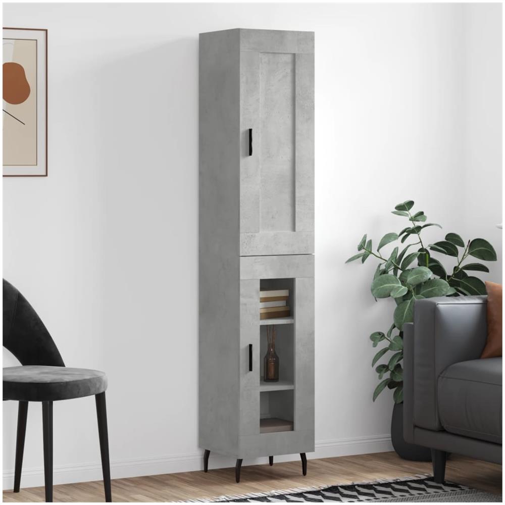 Credenza Grigio Cemento 34,5x34x180 Cm In Legno Multistrato - Foto 1
