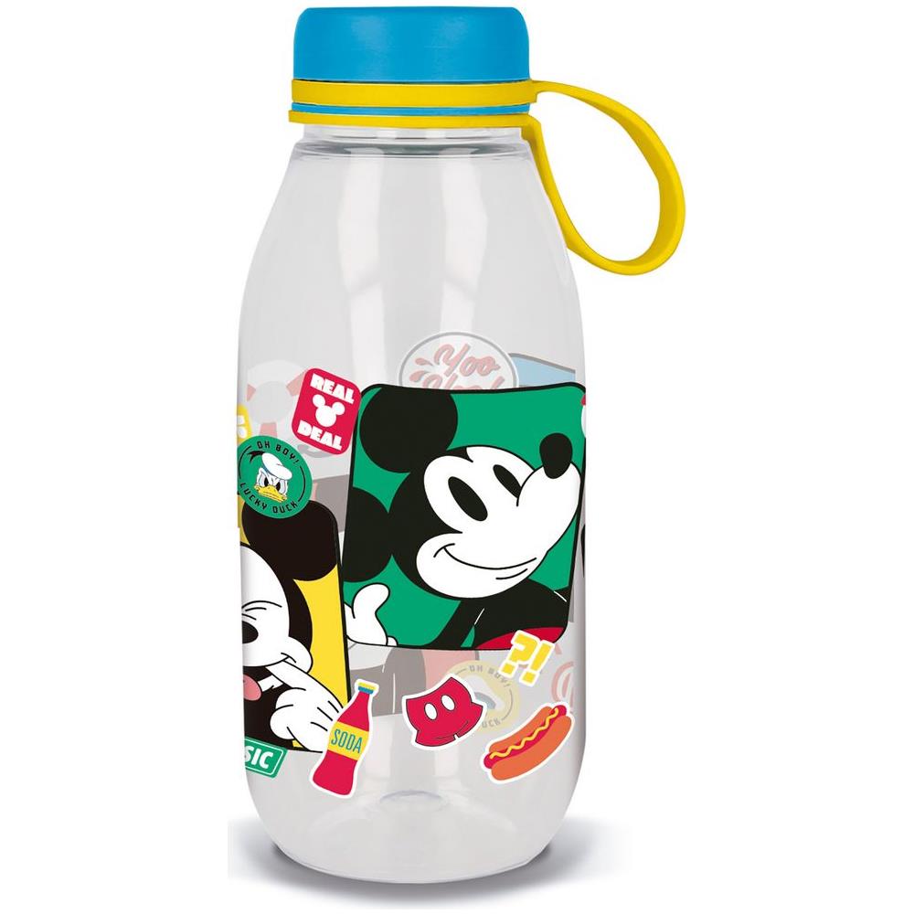 Disney Borraccia Ecozen Trasparente Per Bambini In Tritan Mickey Mouse Topolino 460 Ml Con Cappuccio E Manico In Silicone - Foto 1