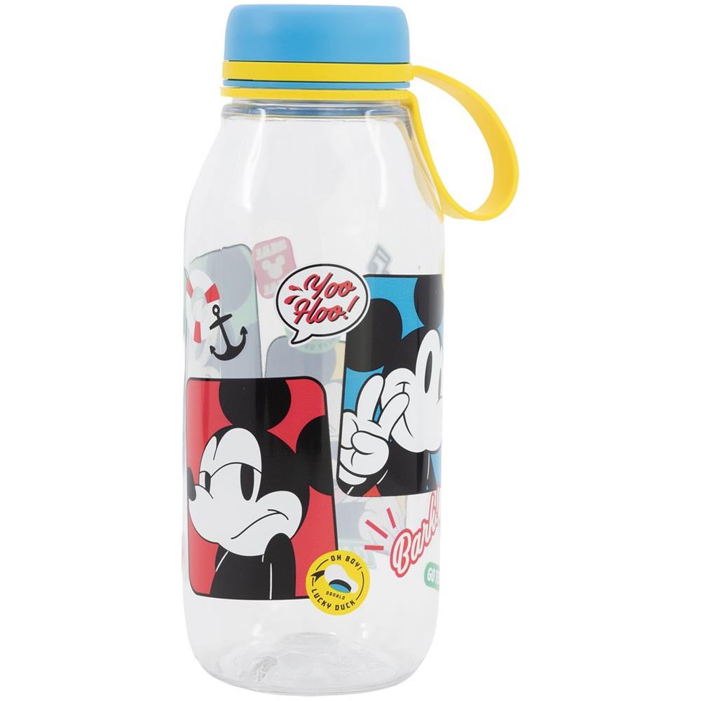 Disney Borraccia Ecozen Trasparente Per Bambini In Tritan Mickey Mouse Topolino 460 Ml Con Cappuccio E Manico In Silicone - Foto 2