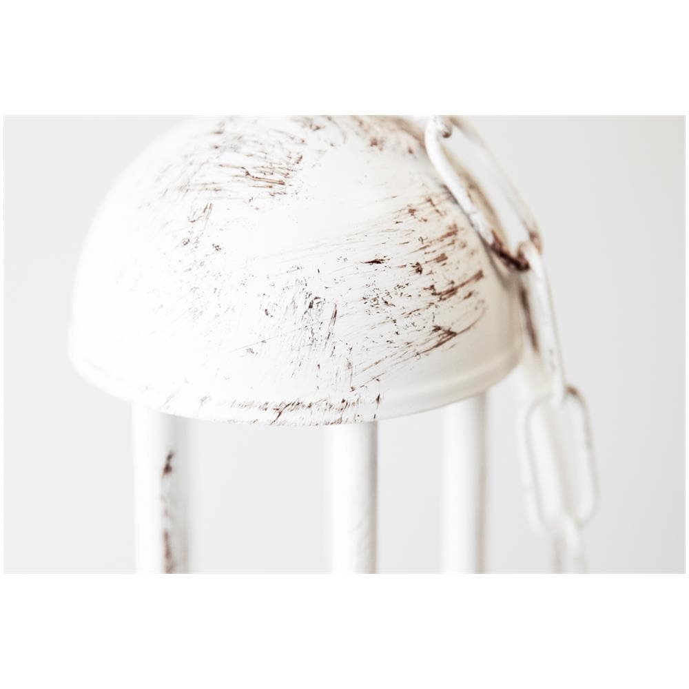 Lampadario Pompei 5 Luci In Metallo Bianco Invecchiato. Stile Classico Ed Elegante. - Foto 2