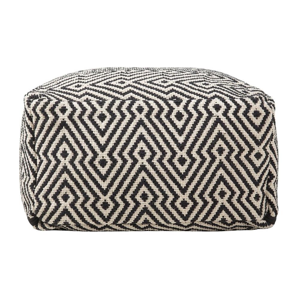 Pouf In Tessuto Bianco Nero 50 X 30 Cm Mukki - Foto 2