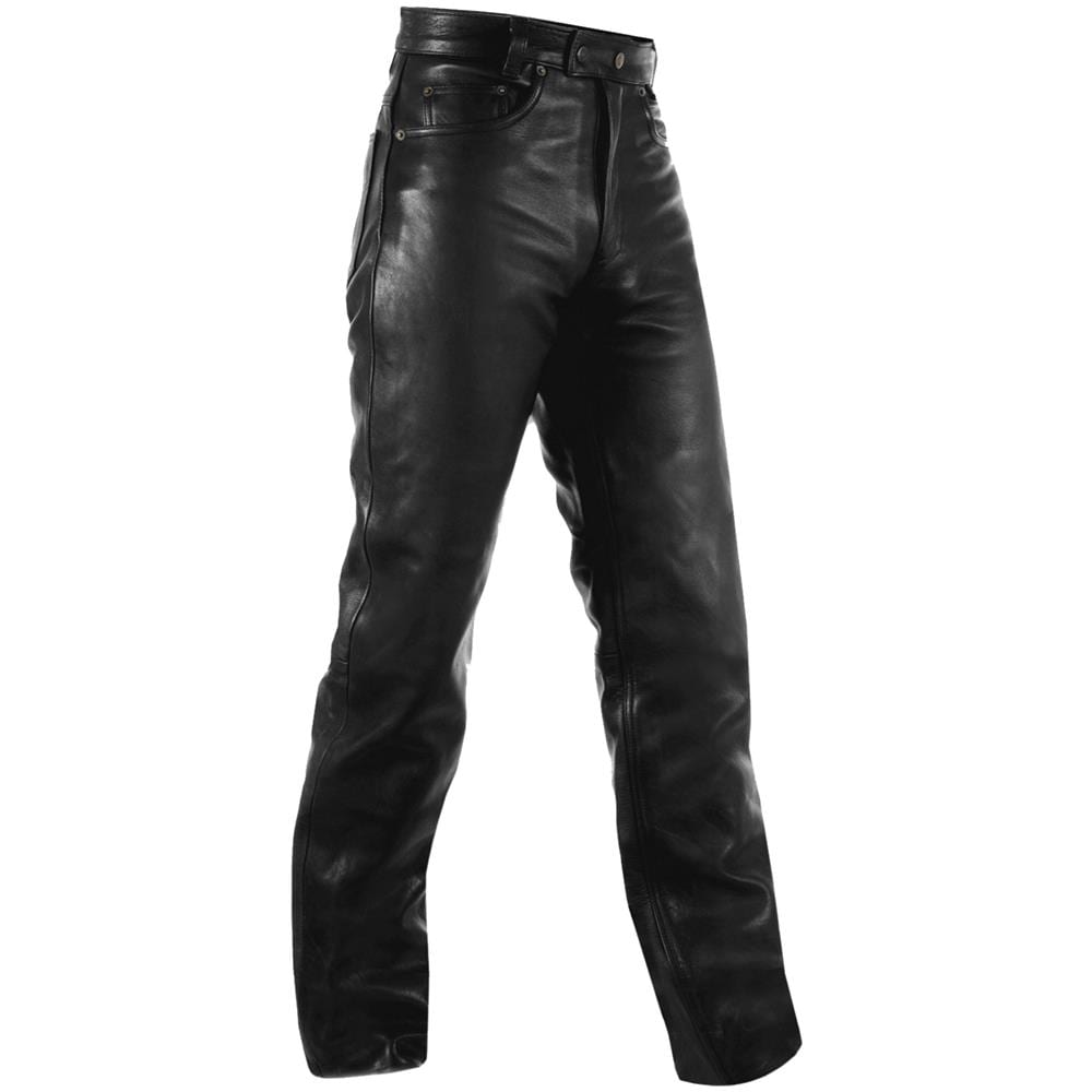 Pantaloni Pelle Jeans Classico 5 Tasche Moto Custom Chopper Nero 44 - Foto 1