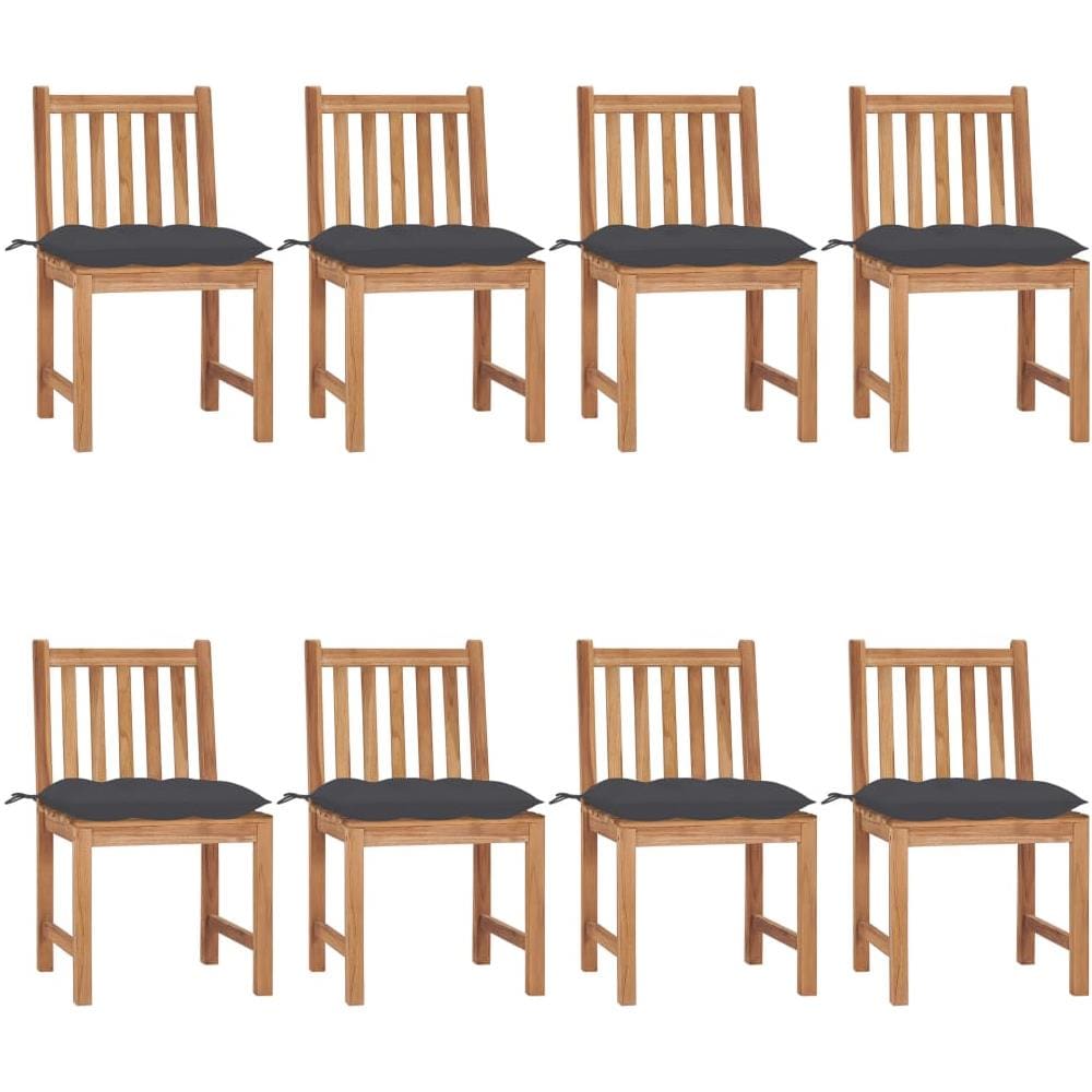 Sedie da Giardino con Cuscini 8 pz in Legno Massello di Teak - Foto 1