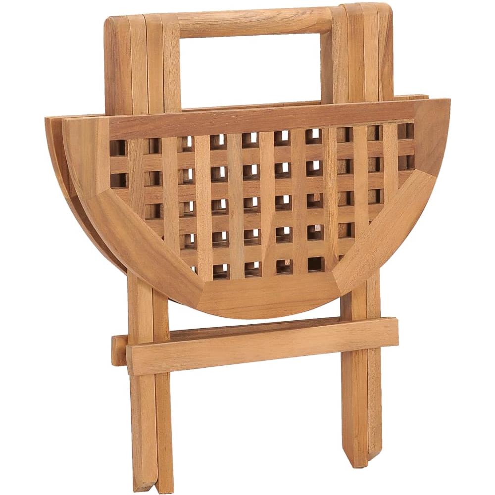 Set da Pranzo Giardino Pieghevole 3 pz Cuscino Massello di Teak - Foto 2